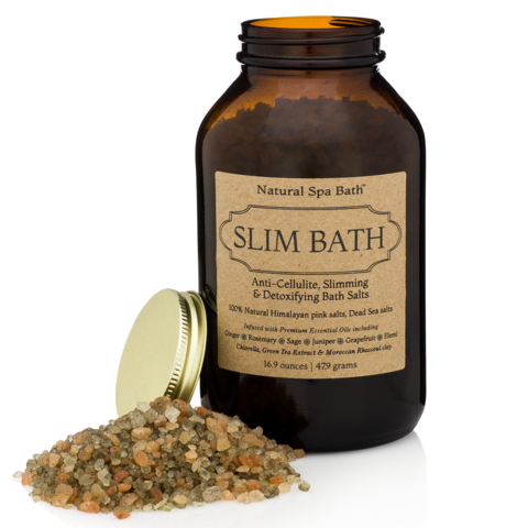 Slim Bath Salts Gift Set - Fight Cellulite and Detoxify Blend with Essential Oils includes Exfoliating Gloves - Natural Spa Bath - 1
